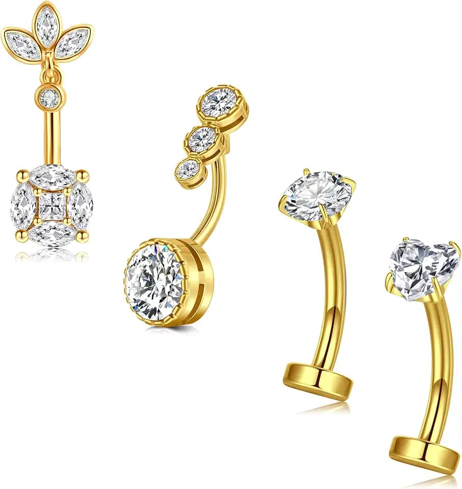 Briana Williams 14G Bauchnabelpiercing Chirurgenstahl, 10mm, Banane 4 Pcs