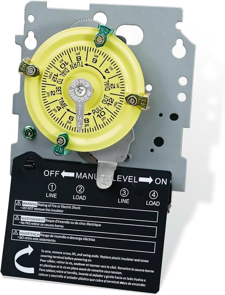 T104M Pool Timer, Mechanical Time Switch Mechanism 208-277VAC 5HP 40A DPST