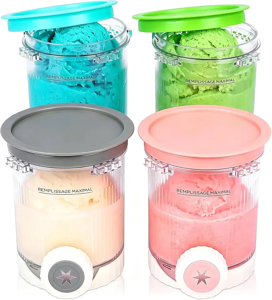 GFTIME 4 Stück Eisbehälter für Ninja Swirl by CREAMi NC700 NC701 NC701EU/NC701UK, 480 ml Behälter mit Deckeln, BPA-frei, spülmaschinenfest, Zubehör für Softeis- & Eismaschine