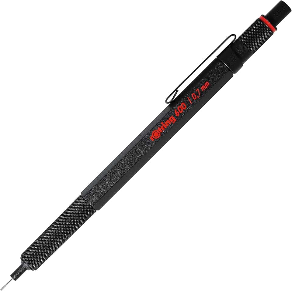 rOtring 600 Druckbleistift | 0,7 mm | schwarz | Ergonomisches Vollmetallgehäuse