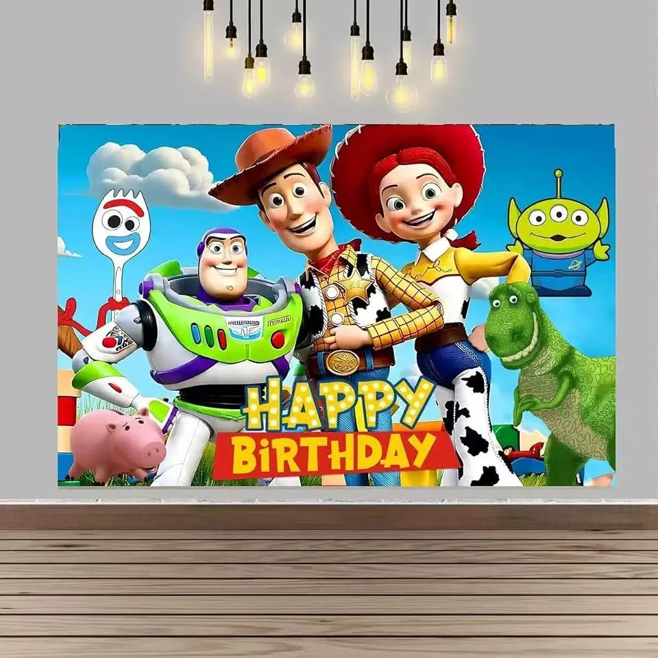 Toy Story Birthday Party Decorations,Happy Birthday Banner Backdrop for Birthday Party Supplies