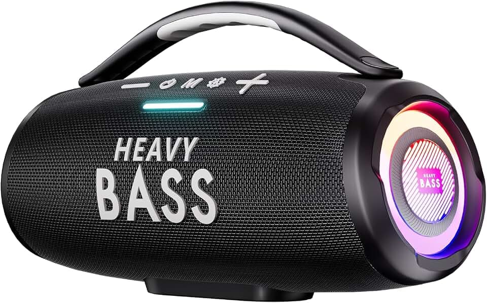 HEAVY BASS Speakers Bluetooth Wireless, 80W Max Loud Portable Speaker with Deep Bass, 20H Playtime, IPX6 Waterproof, Dual Pairing, Perfect for Home,Party,Travel,Outdoors