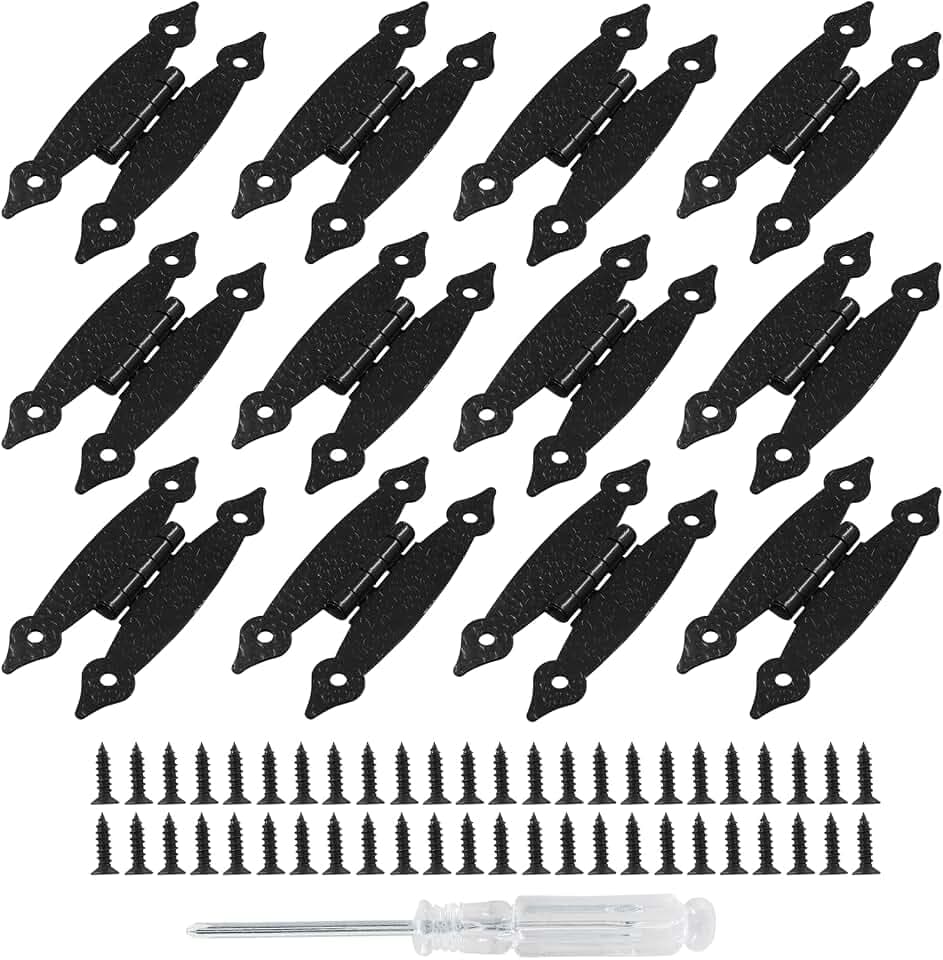 12 Pcs H-Shape Cabinet Hinges, Black Hammercraft Flat Flush Mount