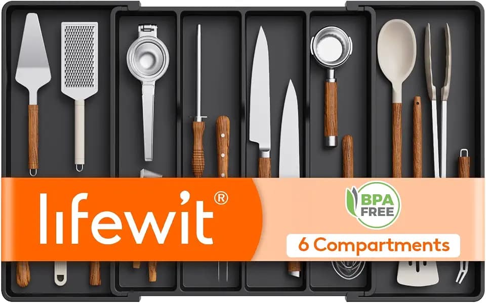 Lifewit Utensil Organizer for Kitchen Drawers, Expandable Utensil Tray
