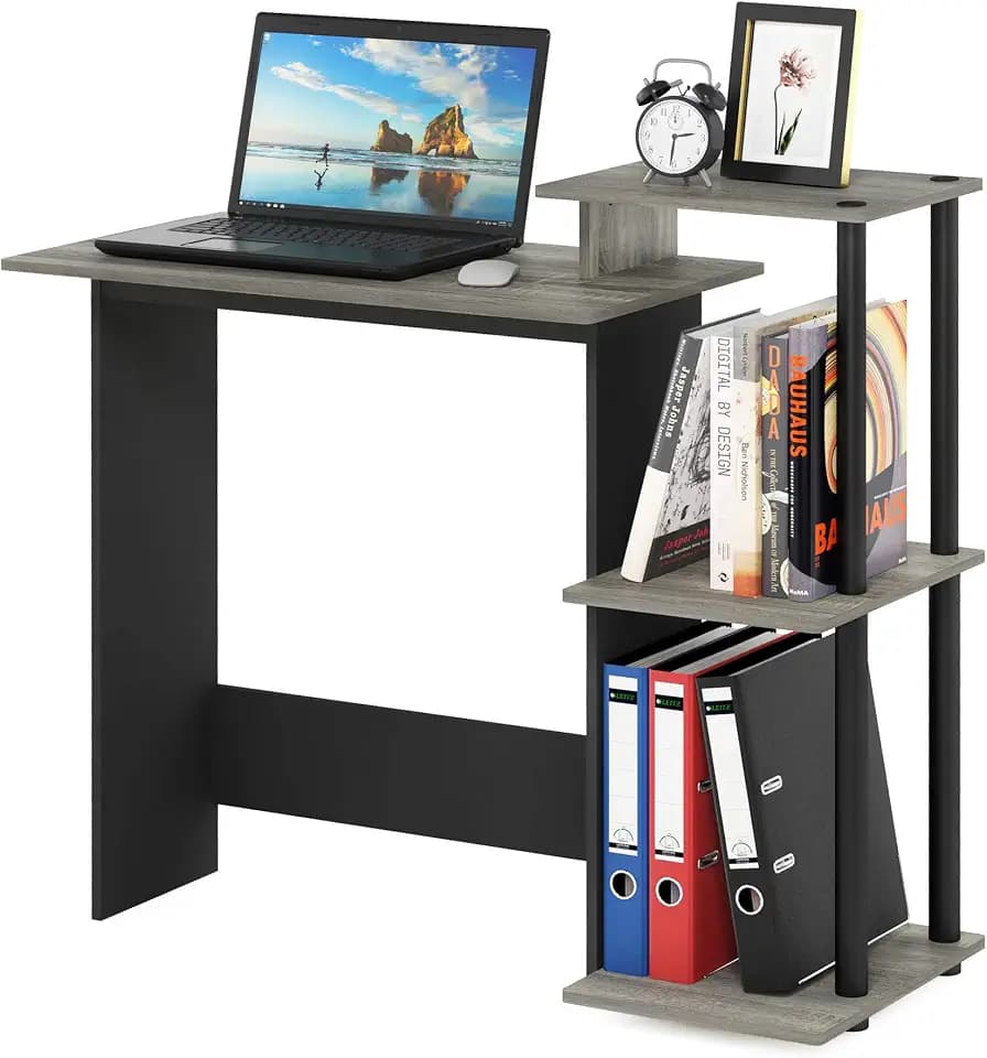 Furinno EFFICIENT Gaming-Schreibtisch mit 3 Ablagen, Französische Eiche
