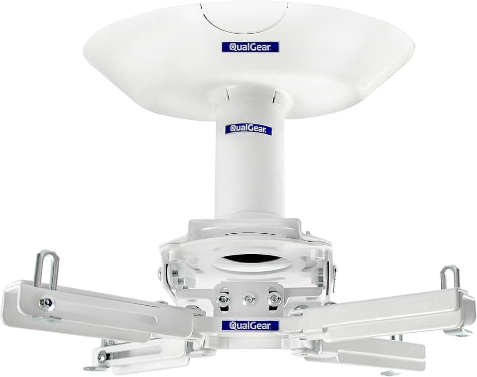 QualGear Pro-AV QG-KIT-CA-3IN-W Projector Mount Kit Accessory Single Joist Ceiling Adapter, 3" 1.5", White