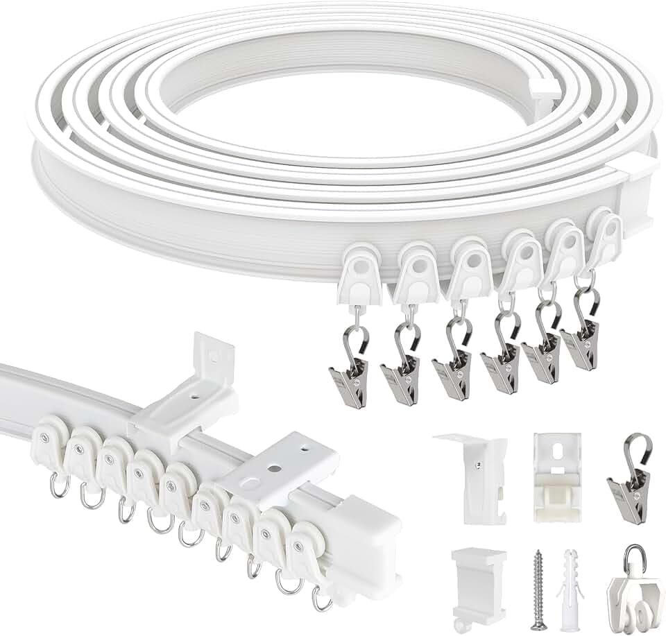EFUTURETIME Flexible Vorhangschiene 5M Weiß für Wand- und Deckenmontage