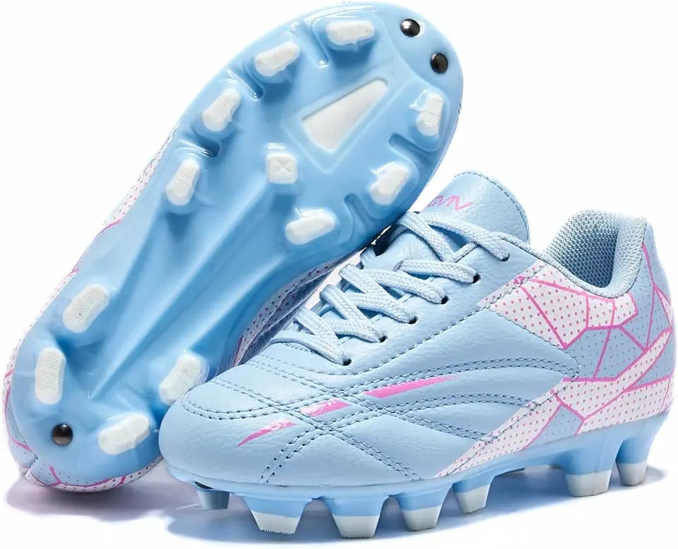 Soccer Cleats for Toddler and Little Kids, FG Lace Up Soccer Shoes, Firm Ground Outsoles for Artificial Turf, 3 Colors