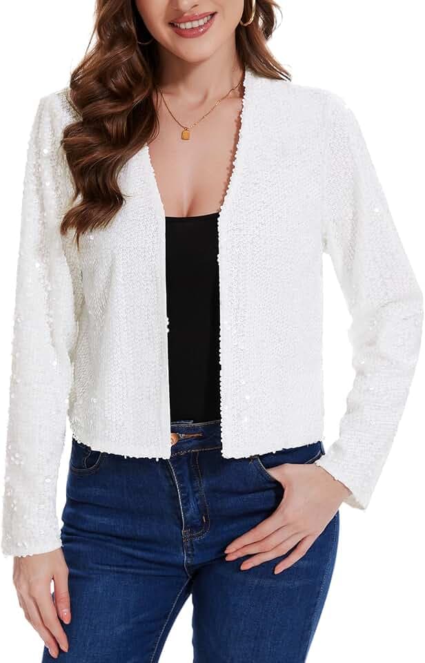 Pailletten-Bolero, glitzernd, langärmelig, vorne offen, Cardigan