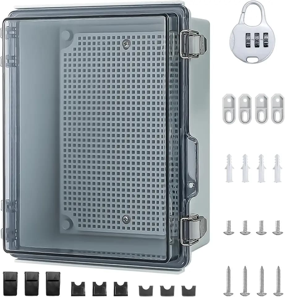 Wasserdichte Anschlussdose IP65 - Aufputz Verteilerkasten, ABS-Aufputz-Schaltkasten mit Montageplatte, 9 Silikon-Dichtungseinsätzen, Wandmontage Zahlenschloss, 230 × 165 × 120 mm