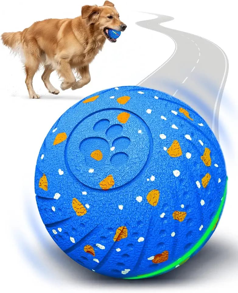 Interactive Dog Toy Balls, E-TPU Automatic Rolling & Bouncing Dog Balls with Lights, Type-C Rechargeable IPX7 Waterproof Dogs Ball, Great Gift for Medium & Large Dogs