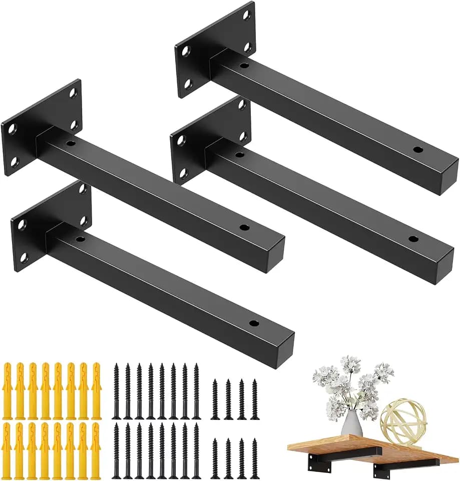 4 Stück Wandträger Regal Regalhalterung,Schwerlastträger Wandregal Warehalter,Schwimmende,Metall Regalträger Regalhalter für Wandkonsole Schwarz aus Rostfreier Stahl 90kg Tragkraft (35cm/14in)