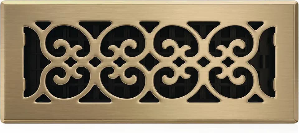 Decor Grates SPH412-A Scroll Design Floor Register, 4x12 Inches, Antique Brass Finish
