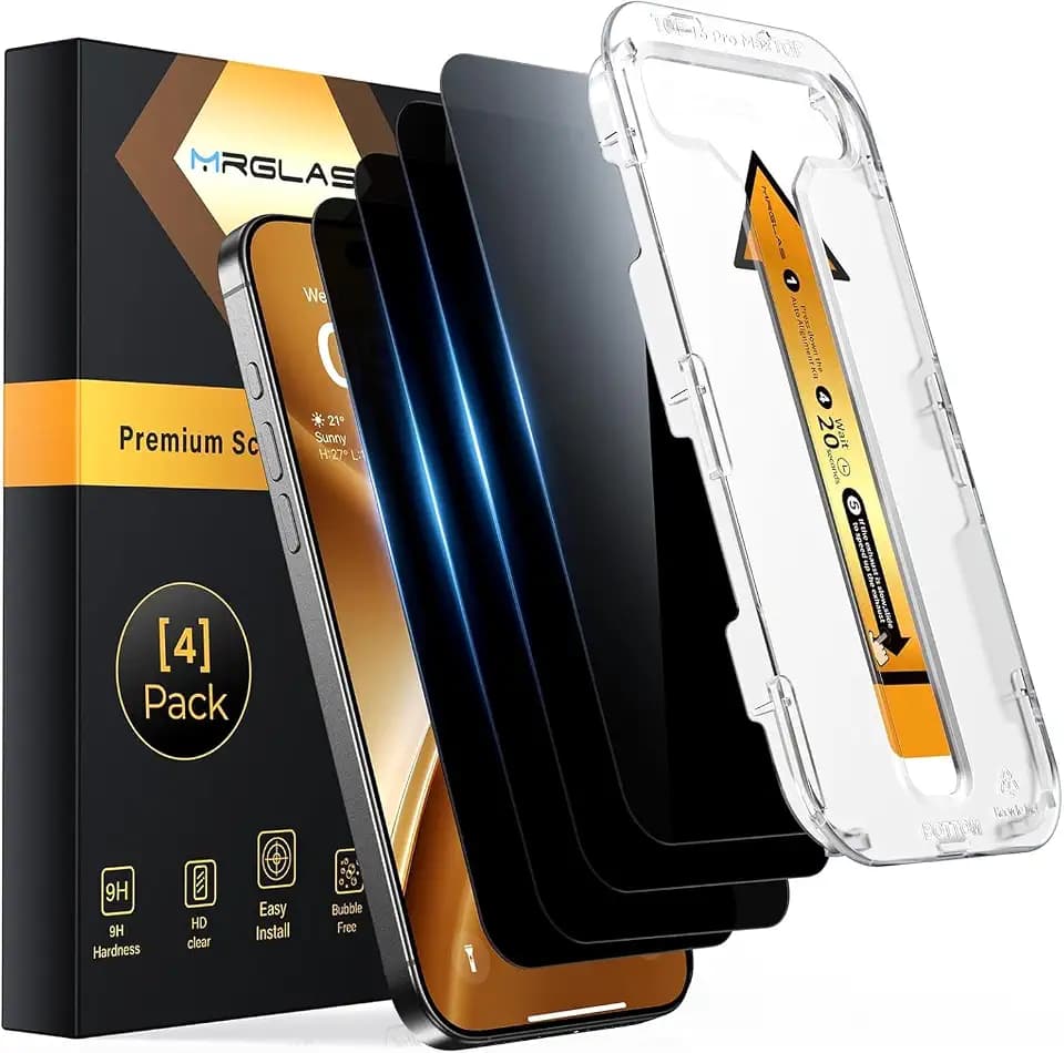 MRGLAS 4-Pack TOP 9H+ Glass for iPhone 16 Pro Privacy Screen Protector