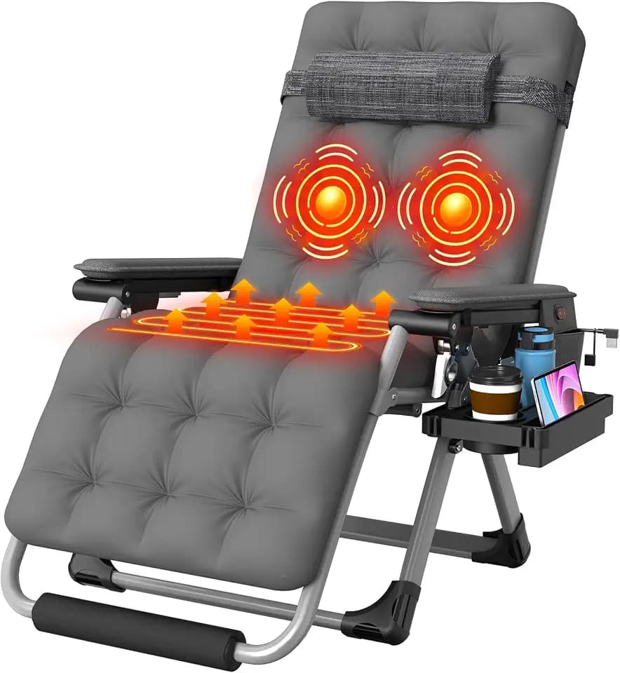 Suteck Heated Zero Gravity Massage Chair, 29In XL Outdoor Recliner Chairs
