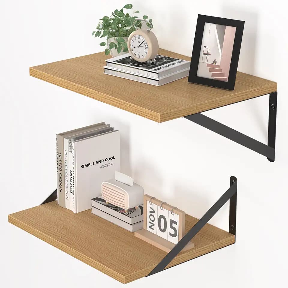 Heimlove 16W x 12D Deep Floating Shelves Set of 2 Oak