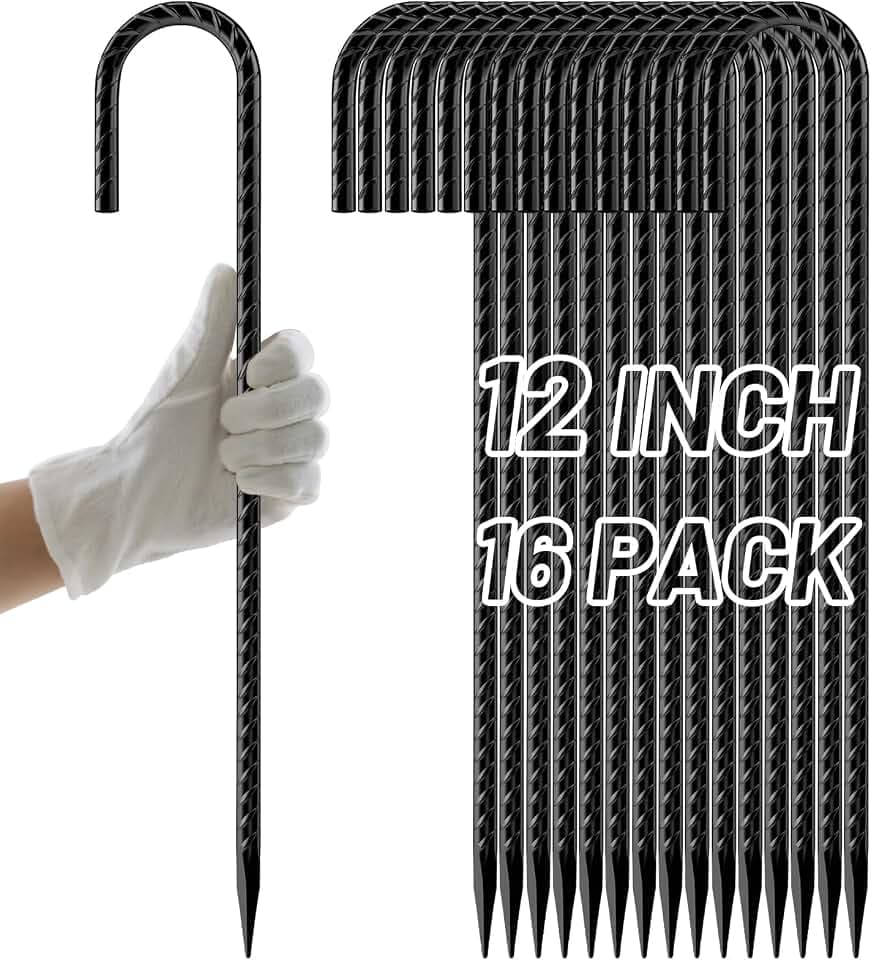 AAGUT Rebar Stakes 12 Inch J Hook, Premium Anti-Rust Tent Stakes for Canopy