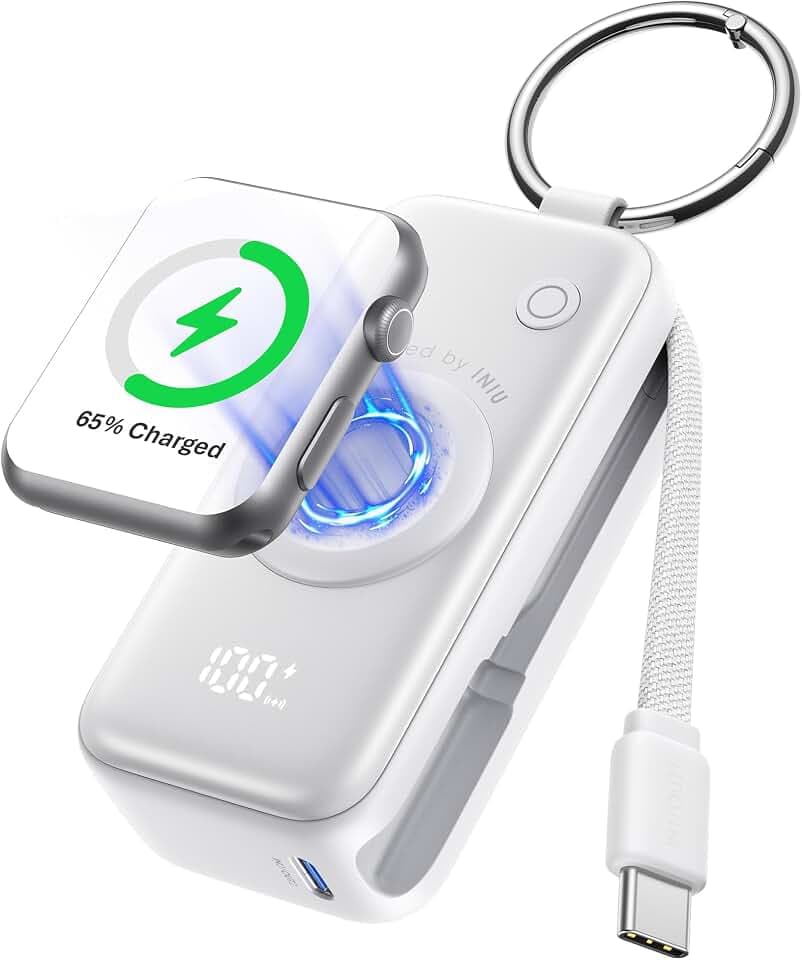 INIU SnapGo Portable Charger, 5000mAh Mini Power Bank for Apple Watch