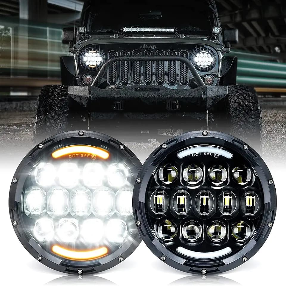 Xprite 105W LED Wrangler Headlights Compatible with Jeep JK TJ LJ 1997-2018