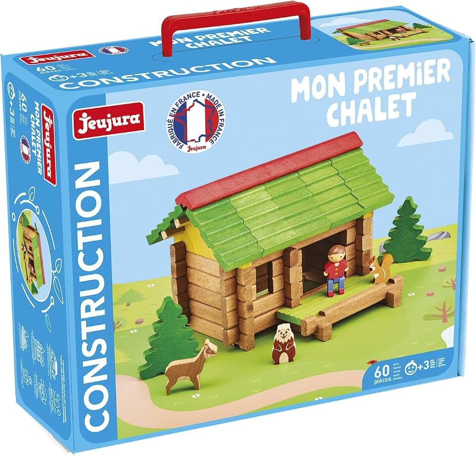 JEUJURA – Mein erstes Chalet – Bauspiel im Kartonkoffer – ab 2 Jahren – Agilität – Kreativität – Handhabung – Katalog im Lieferumfang enthalten – 8239