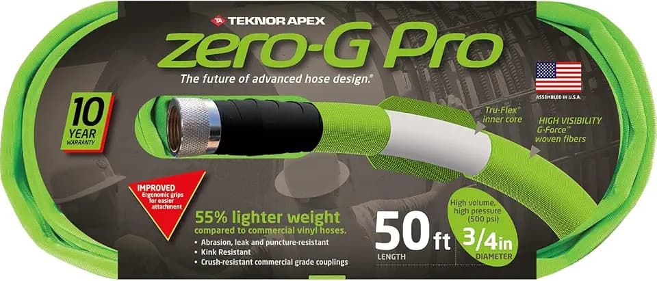 zero-G Pro, 4300-50, Lightweight, Ultra Flexible, Durable, Kink-Resistant Garden Hose, 3/4" x 50', Green