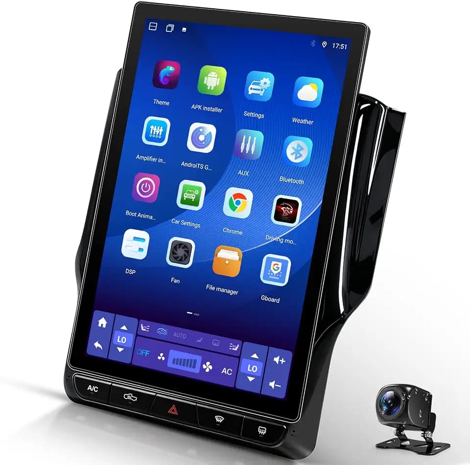 12.95" T-Style Car Radio Upgrade for 2019-2023 Dodge Ram 1500 2500 3500 4500 5500 8Core-Head Unit 4GB+64GB with CarPlay/Android Auto Touch Screen with 1080P Backup Camera Stereo Upgrade（Auto A/C Only）
