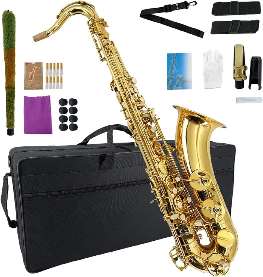 Tenor Saxophone B Flat Tenor Sax Bb Tenor Saxophone for Beginners Students with Mouthpiece Reeds Cleaning Cloth Carrying Case