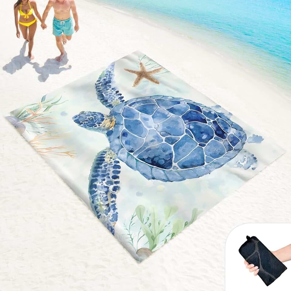 Beach Blanket Waterproof Sandproof Large 100x80in with Mesh Bag