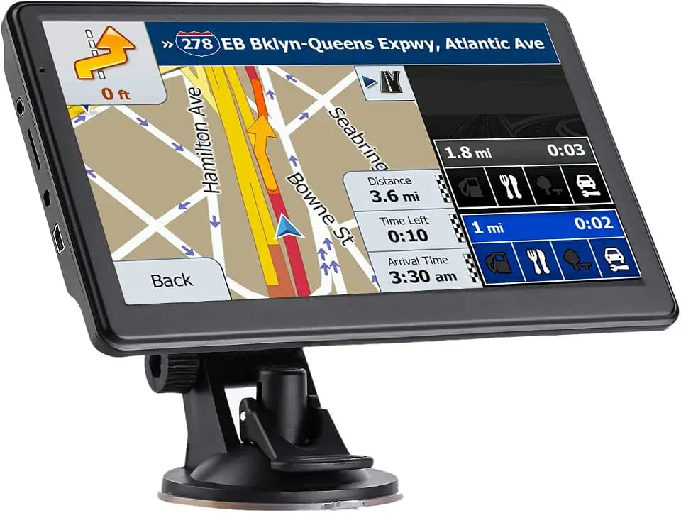 GPS Navigator for Car, 2026 Map 7 inch Touch Screen Car GPS 256-16GB,Voice Turn Direction Guidance, Support Speed and Red Light Warning, North America Lifetime map Free Update(Brown)