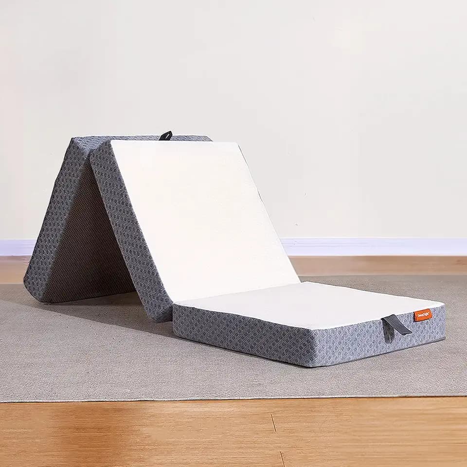 Sweetnight Single Tri-Folding Mattress Topper - 4 inch Medium Firm Portable Foldable Mattress with Washable Cover & Non-Slip Base - Ideal for Camping, RV, and Guests,White