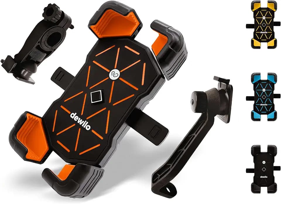 Handyhalterung - Geeignet für Fahrrad, Motorrad, Moped, E-Scooter, Fahrradergometer - Smartphone Halterung Fahrrad für 4,5-7,2 Zoll - Orange