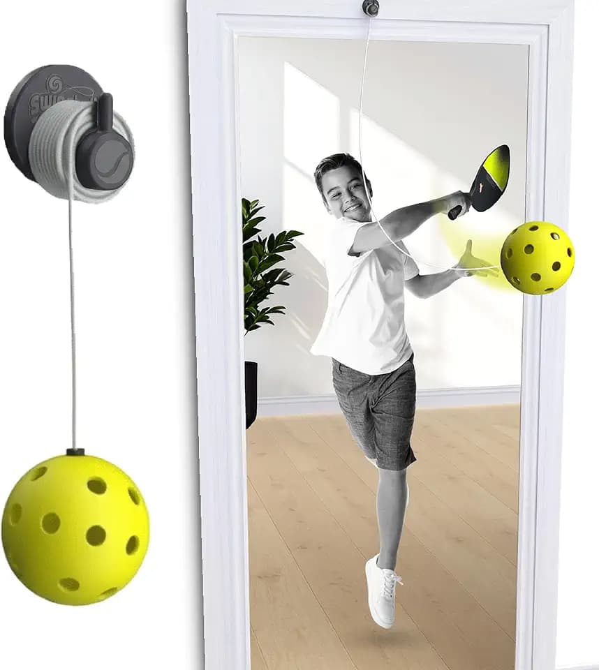 Swingball Pickleball Wall Trainer Set – Portable Solo Practice Paddle, Real Ball for Indoor and Outdoor, Designed to Improve Control, Accuracy, Reflexes & Overall Skill Development, Ages 6+