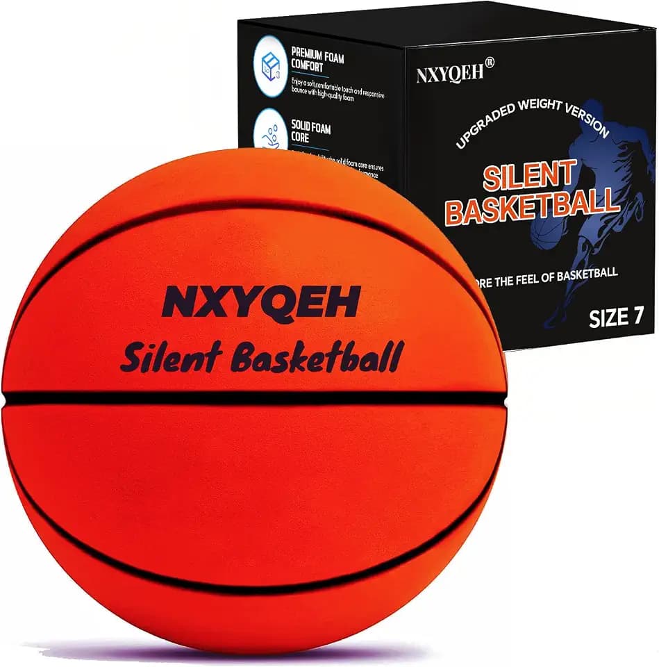 Silent Basketball Size 7(29.5”) - Next-Gen Weight Edition 600g Airless Foam Indoor Basketball w/Advanced Durability, Deep Grooves & High Bounce -Suitable for Pros,Kids& Beginner Quiet Indoor Training