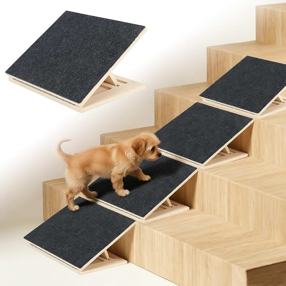 3 Stück Verstellbare Treppenrampe für Hunde, Hunderampe mit Teppichoberfläche, 3 Neigungseinstellungen rutschfeste Hundetreppe für kleine Hunde und Katzen, ältere oder verletzte Haustiere (3)
