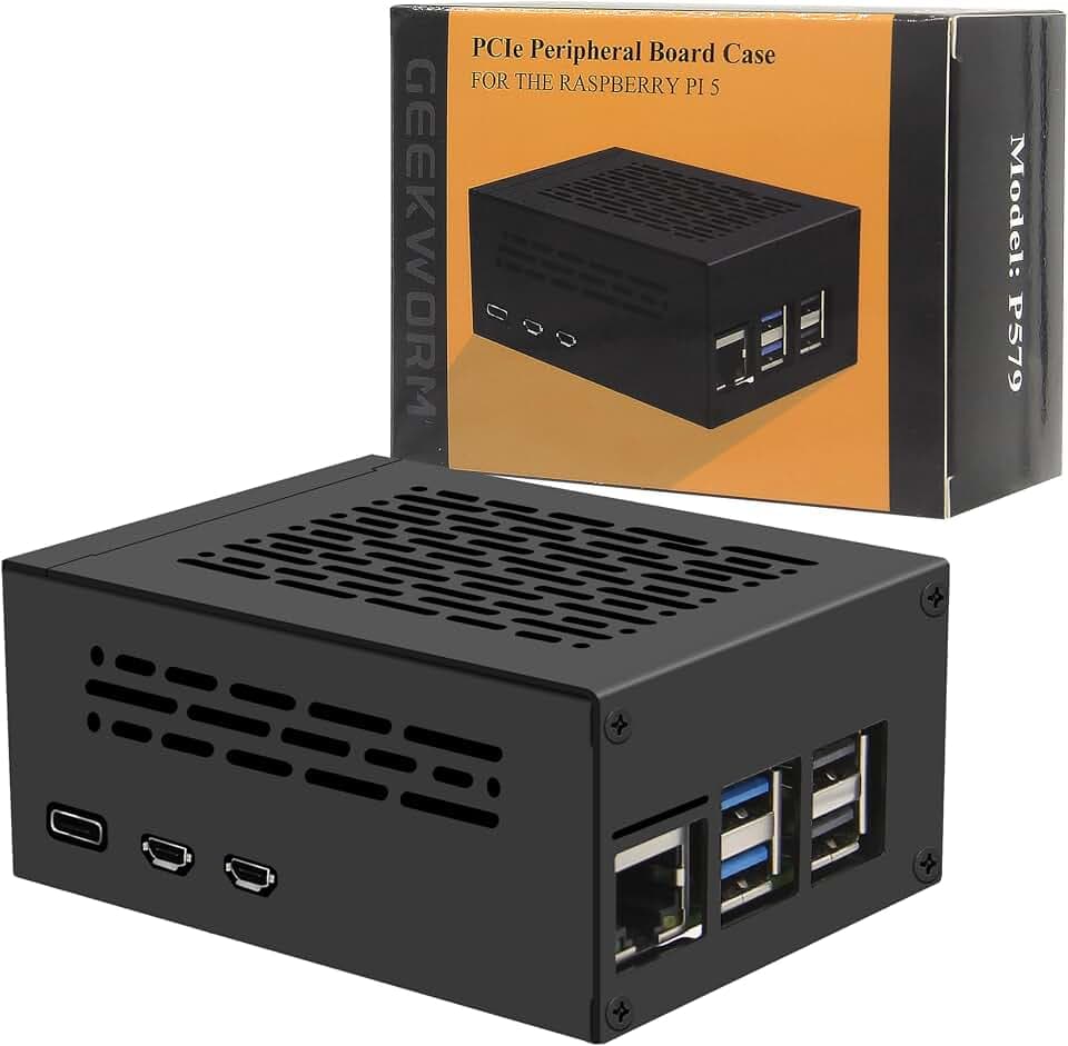 Geekworm P579 Raspberry Pi 5 Gehäuse, Compatible with Active Cooler