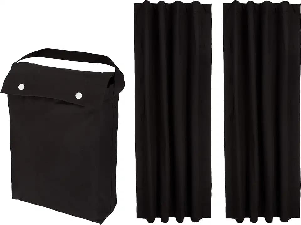 Amazon Basics Portable Noise Reducing Blackout Curtain Shade with Suction Cups, Fits Windows, 127 × 198.12 cm, Black, 2-Pack