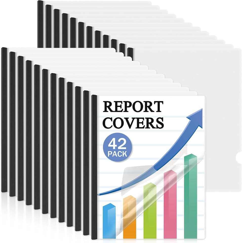 Dynta 42 Pack Clear Report Covers with Black Sliding Bar