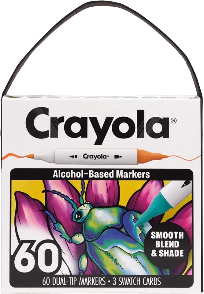 Crayola Dual Tip Alcohol Marker Set for Adults, 60ct, Fine & Brush Tips, Blending Markers for Adult Coloring, Art Supplies, Gifts, Ages 14+ [Amazon Exclusive]
