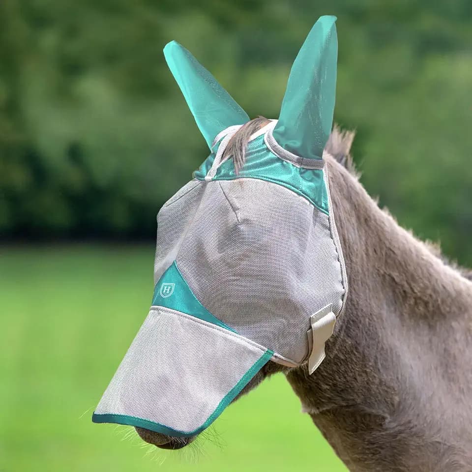 Harrison Howard Mule Donkey Fly Mask Full Face Protection with Nose Cover Mint L