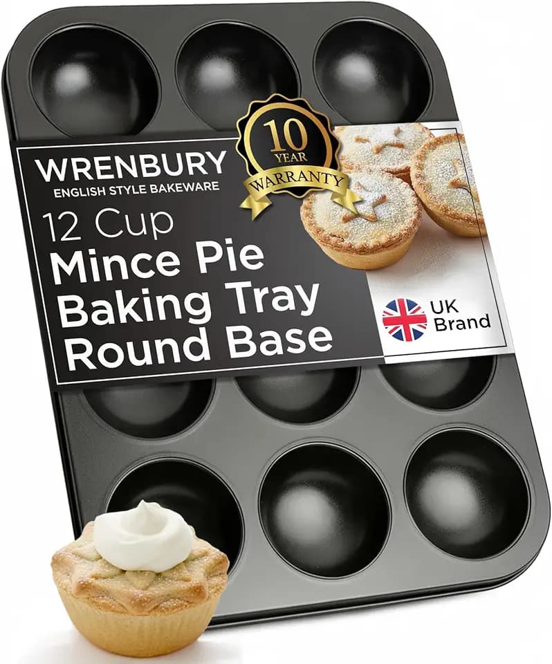 Mince Pie Backblech für 12 Tassen – Marmeladen-Torten-Backformen – kommerzielle Qualität, Premium-Antihaft-Karbonstahl