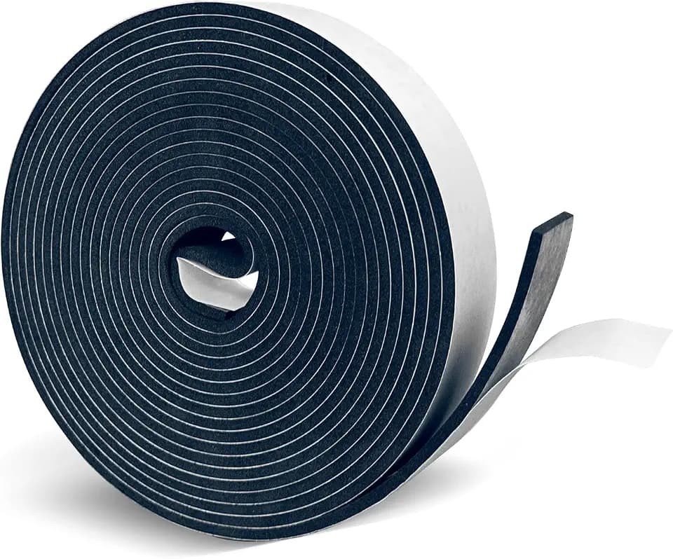 1 inch Wide x 1/4 inch Thick Black Foam Weather Stripping,Closed Cell Foam Insulation Tape with Self-Adhesive,Single Sided Weatherstrip for AC Window, Door Seal,High Density Weather Strip 16.5 Feet