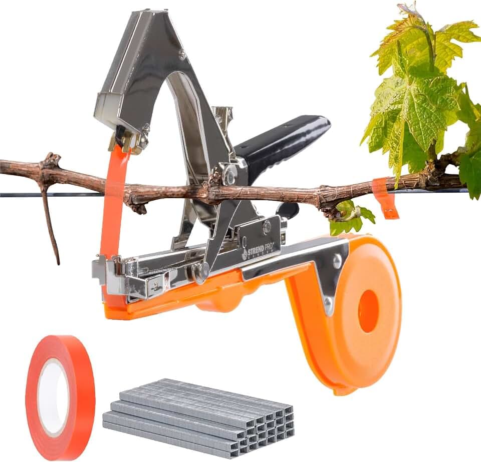 STREND PRO Pflanzenbinder Maschine Cameleon | Bindezange für Pflanzen, Ink. Bindenroll, Heftklammern | Pflanzenbinder zange für Tomaten, Weintrauben, Weinbau, Gurken | Garten zubehör, Pflanzen zubehör