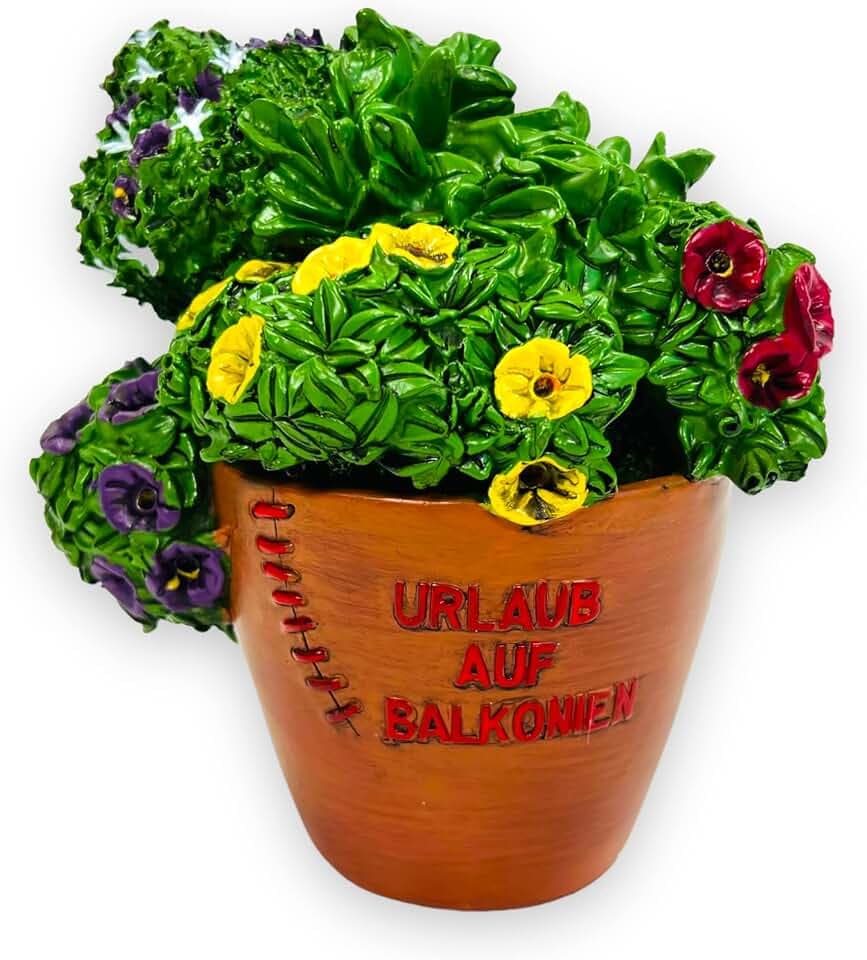 2982 Sparkasse Spardose Urlaub auf Balkonien Blumentopf Sparschwein 15x14x10cm