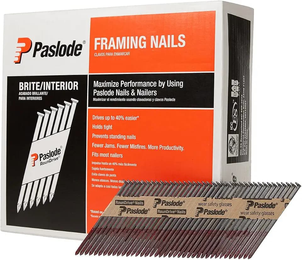 Paslode Brite 30 Degree Framing Nails, 3-1/4" x .131", Smooth, 2500 Ct