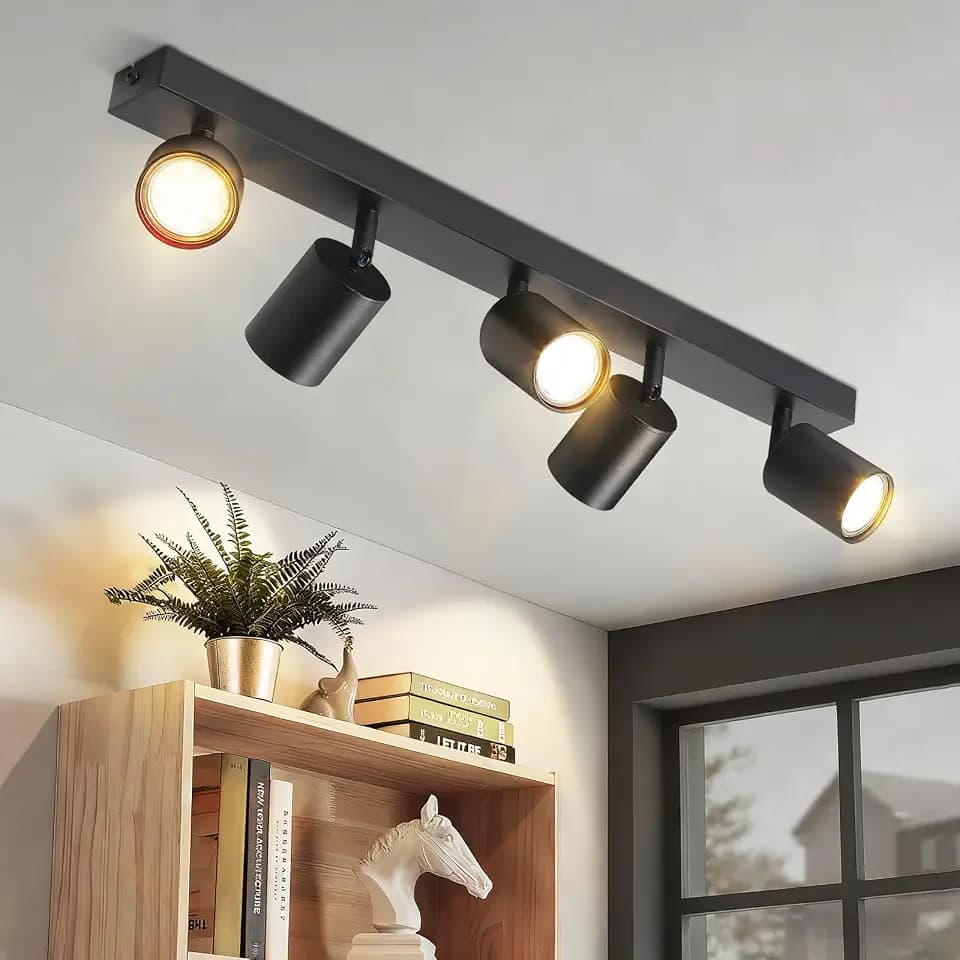 ZMH Deckenstrahler Schwarz Deckenleuchte 5 flammig Spots Deckenlampe Küche