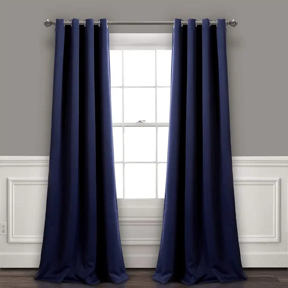 Lush Decor Insulated Grommet Blackout Window Curtain Panels, Pair, 52" W x 84" L, Navy - Classic Modern Design - Chic Window Decor - Long Curtains For Living Room, Bedroom, Or Dining Room
