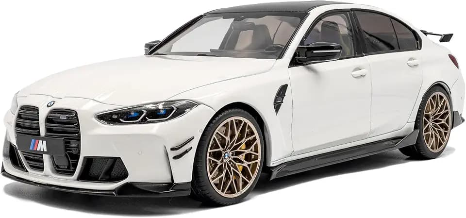 Solido BMW M3 (G80) – Sportlimousine mit Doppelniere, Schwarze Akzente, Bronze-Felgen, Aerodetails, Diecast Modellauto, Alpinweiß Uni, 1:18