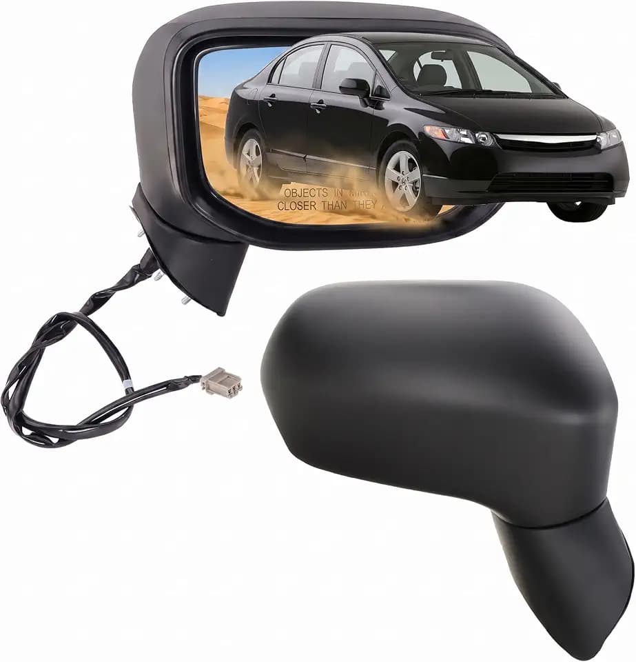 Right Passenger Side Mirror For 2006 2007 2008 2009 2010 2011 HONDA CIVIC With Power Mirror Manual Folding Non-Heated Black Not fits civic coupe&Civic del Sol Replace#76200SNEA01(3 Pins)