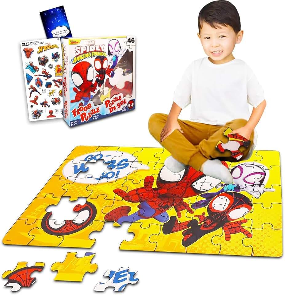 Amazing Spiderman Floor Puzzle for Kids Ages 3-5, Jumbo 36" x 24" Bundle