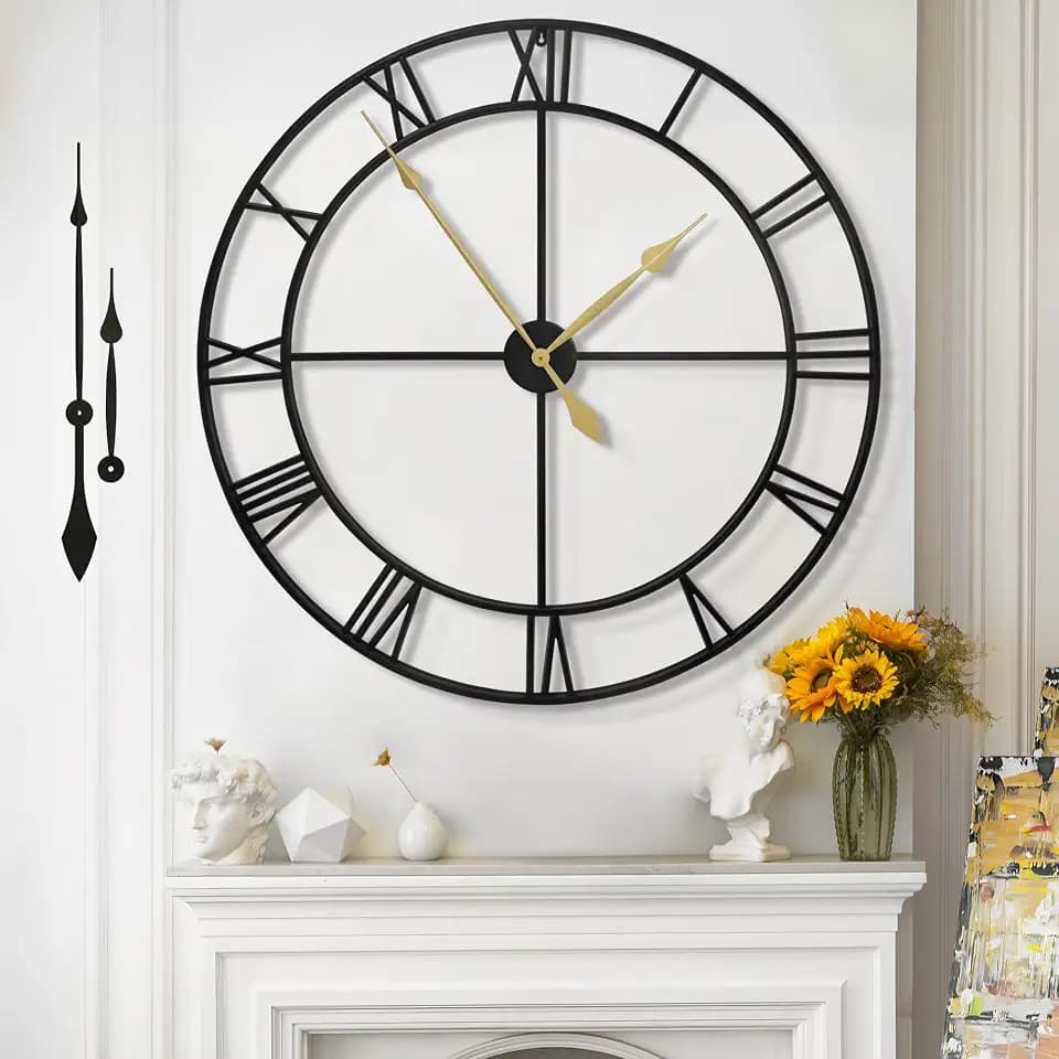 Extra Große Wanduhr Modern Nahezu Lautlos Ohne Tickgeräusche -100cm Durchmesser Römische Ziffern Wanduhren Modern Wohnzimmer Wanduhr Vintage Für Schlafzimmer Küche Büro Landhausstil Industrial
